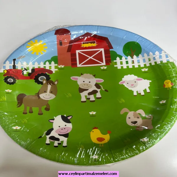 Çiftlik Hayvanları Temalı Karton Tabak